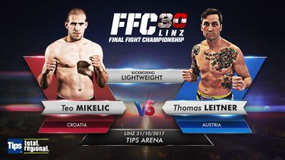 FFC 30 kickboxing: Di Marco injured, Teo Mikelić steps in to fight Leitner